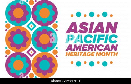 Monat des asiatisch-pazifischen amerikanischen Kulturerbes im Mai. Es feiert die Geschichte der asiatischen Amerikaner und der Pazifikinselbewohner in den Vereinigten Staaten. Vektorposter Stock Vektor