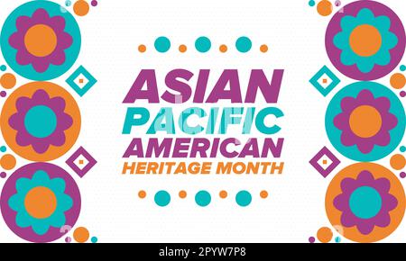 Monat des asiatisch-pazifischen amerikanischen Kulturerbes im Mai. Es feiert die Geschichte der asiatischen Amerikaner und der Pazifikinselbewohner in den Vereinigten Staaten. Vektorposter Stock Vektor
