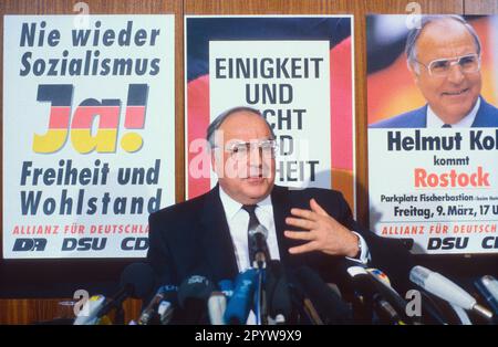 Deutschland, Bonn, 05.03.1990 CDU Pressekonferenz Foto: CDU Bundesvorsitzender und Kanzler Helmut Kohl [automatisierte Übersetzung] Stockfoto