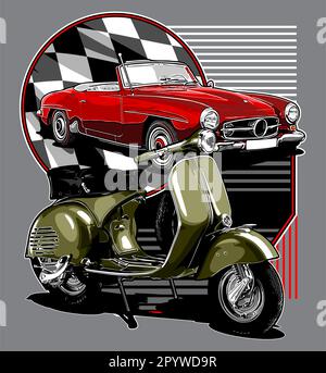 Motorroller und Autos Stock Vektor