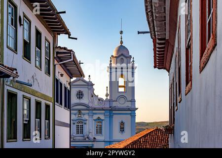 Details der kolonialen Architektur der historischen Stadt Diamantina in Minas Gerais und ihrer Häuser und Kirchen, Brasilien Stockfoto