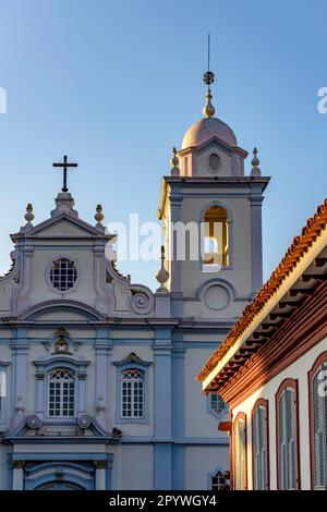 Details der kolonialen Architektur der antiken Stadt Diamantina in Minas Gerais und ihrer Häuser und Kirchen, Brasilien Stockfoto