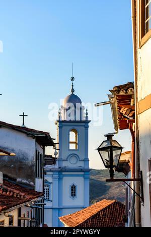 Details der kolonialen Architektur der historischen Stadt Diamantina in Minas Gerais und ihrer Häuser und Kirchen, Brasilien Stockfoto