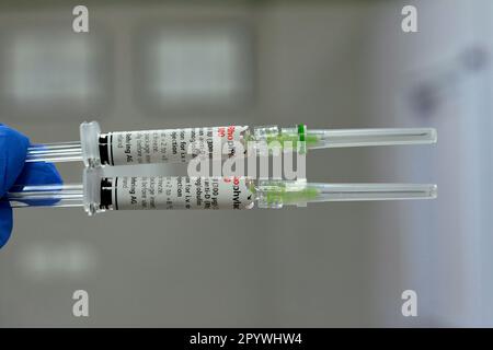 Kairo, Ägypten, Mai 2 2023: Humanes Anti-D (Rh)-Immunglobulin Rhophylac 300 μg Mikrogramm 1500 I.E. für intravenöse oder i.m. Stockfoto