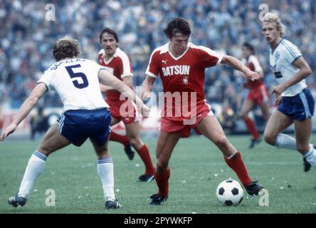 FC Schalke 04 - Borussia Mönchengladbach 2:4/21.08.1982 in Gelsenkirchen. Lothar Matthäus (BMG)-Action auf dem Ball. Nur für Journalisten! Nur zur redaktionellen Verwendung! [Maschinelle Übersetzung] Stockfoto