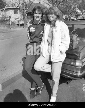 Lothar Matthäus (Borussia Mönchengladbach) mit Ehefrau Silvia 02.04.1982. Nur für journalistische Zwecke! Nur zur redaktionellen Verwendung! [Maschinelle Übersetzung] Stockfoto