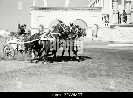 Italien. Lazio. Rom. 1953. Dreharbeiten an Wagenrennen für den Film Theodora, Sklavenkönigin in 1954. Safa Palatino Studios. C-IT-TEO-062 Copyright-Hinweis: Max Scheler/SZ Photo. Stockfoto