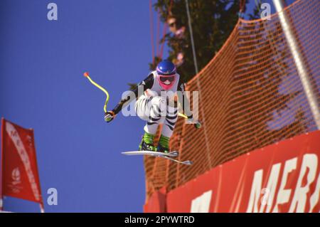 Olympische Winterspiele Albertville 08-23.02.1992 Super G Women 18.02.1992 Katja SEIZINGER (Deutschland) FOTO: WEREK Pressebildagentur xxNOxMODELxRELEASExx [maschinelle Übersetzung]- ÖSTERREICH AUS Stockfoto