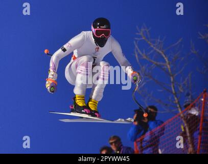 Olympische Winterspiele Albertville 08-23.02.1992 Downhill Men 09.02.1992 Markus WASMEIER (Deutschland) FOTO: WEREK Pressebildagentur xxNOxMODELxRELEASExx [maschinelle Übersetzung]- ÖSTERREICH AUS Stockfoto