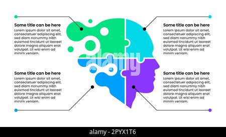 Infografik-Vorlage mit 4 Optionen oder Schritten. Kreativer Geist. Kann für Workflow-Layout, Diagramm, Banner, webdesign verwendet werden. Vektordarstellung Stock Vektor