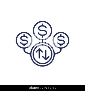 Symbol für dynamische Preisfindung, Linienvektor Stock Vektor