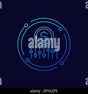 Symbol für dynamische Preisgestaltung, lineares Design Stock Vektor