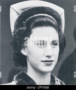 Entspanntes Porträtfoto Ihrer Königlichen Hoheit, Prinzessin Margaret, Schwester der verstorbenen Königin Elizabeth 11, kurz vor ihrem 18. Geburtstag am 21. August 1948, Großbritannien Stockfoto