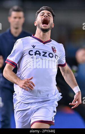 Carlo Castellani Stadion, Empoli, Italien, 04. Mai 2023, Riccardo Orsolini (FC Bologna) reagiert auf den Empoli FC gegen den FC Bologna – italienische Fußballserie A. Stockfoto