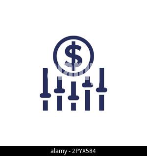 Symbol für dynamische Preise auf Weiß Stock Vektor