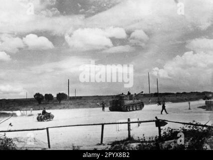 Deutscher Tigerpanzer im Bereich des Armeegruppenzentrums während der russischen Offensive Bagration, die zum Zusammenbruch der Armeegruppe führte. PK-Foto: Hoepner. [Maschinelle Übersetzung] Stockfoto