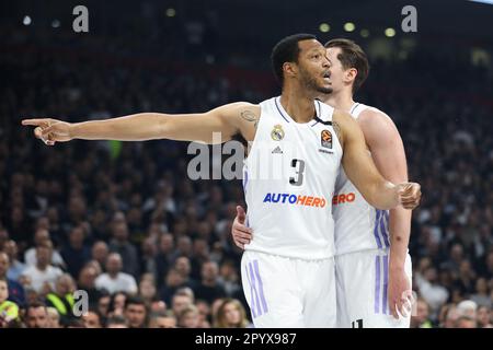 Belgrad, Serbien, 4. Mai 2023. Anthony Randolph von Real Madrid reagiert während des Play Offs Game 4 - 2022/2023 Turkish Airlines EuroLeague-Spiels zwischen Partizan Mozzart Bet Belgrade und Real Madrid in der stark Arena in Belgrad, Serbien. 4. Mai 2023. Kredit: Nikola Krstic/Alamy Stockfoto