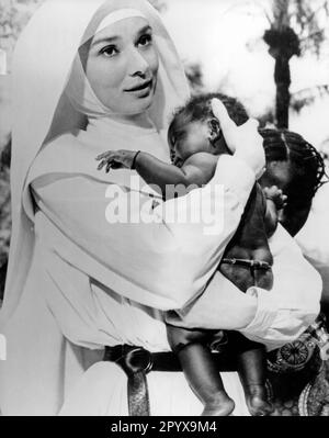 Die Schauspielerin Audrey Hepburn im Film "die Geschichte der Nonne", Regie Fred Zinnemann. Stockfoto