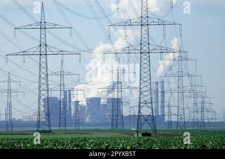 Fotodatum: Braunkohlekraftwerk 15.05.1995 der RWE im Raum Köln-Aachen. [Maschinelle Übersetzung] Stockfoto