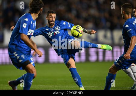 Empoli, Italien. 04. Mai 2023, Francesco Caputo (Empoli) beim italienischen Spiel der „Serie A“ zwischen Empoli 3-1 Bologna im Carlo Castellani Stadium am 04. Mai 2023 in Empoli, Italien. Kredit: Maurizio Borsari/AFLO/Alamy Live News Stockfoto