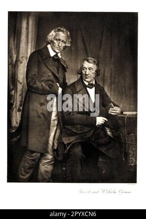 Das Foto zeigt die Brüder Grimm, Jacob (1785-1863) und Wilhelm (1786-1859) Grimm. Foto. Foto: Heliogravure, Corpus Imaginum, Hanfstaengl Collection. [Maschinelle Übersetzung] Stockfoto