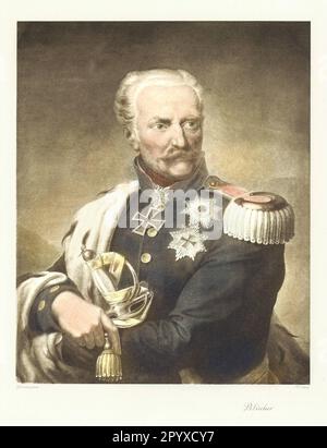 Gebhard Leberecht Prinz Blücher von Wahlstatt (1742-1819), Preußischer Feldmarschall (seit 1813). Gemälde von Gebauer. Foto: Heliogravure, Corpus Imaginum, Hanfstaengl Collection. [Maschinelle Übersetzung] Stockfoto