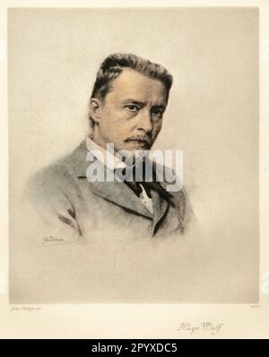 Hugo Wolf (1860-1903), österreichischer Komponist und Musikkritiker. Zeichnung von John Philipp. Foto: Heliogravure, Corpus Imaginum, Hanfstaengl Collection. [Maschinelle Übersetzung] Stockfoto