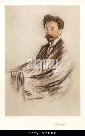 Alexander Nikolaevich Scriabin (1872-1915), russischer Komponist. Zeichnung von Leonid Pasternak (1862-1945). Foto: Heliogravure, Corpus Imaginum, Hanfstaengl Collection. [Maschinelle Übersetzung] Stockfoto