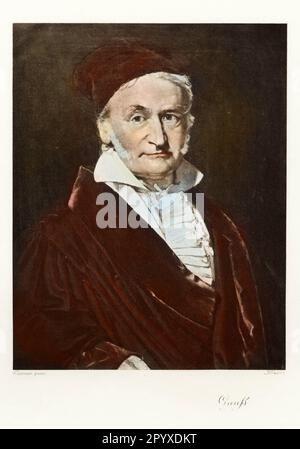 Karl Friedrich Gauss (1777-1855), Mathematiker und Begründer der modernen Zahlentheorie. Gemälde von Christian Albrecht Jensen, 1840. Foto: Heliogravure, Corpus Imaginum, Hanfstaengl Collection. [Maschinelle Übersetzung] Stockfoto