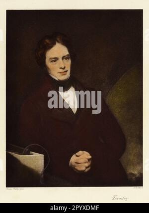 Michael Faraday (1791-1867), britischer Physiker. Gemälde von Thomas Phillips. Foto: Heliogravure, Corpus Imaginum, Hanfstaengl Collection. [Maschinelle Übersetzung] Stockfoto