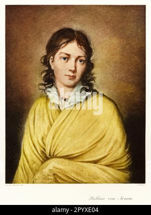 Bettina von Arnim (richtiger Name Anna Elisabeth, 1785-1859), deutsche Schriftstellerin. Gemälde von A. von Arnim. Foto: Heliogravure, Corpus Imaginum, Hanfstaengl Collection. [Maschinelle Übersetzung] Stockfoto