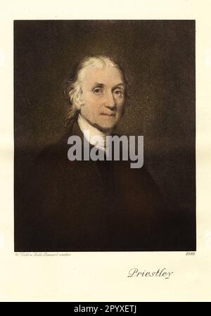 Joseph Priestley (1733-1804), englischer Philosoph, Theologe und Naturforscher. Priestley entdeckte unter anderem Sauerstoff, Ammoniak, Chlorwasserstoff und Kohlenmonoxid. Gemälde von Gilbert Stuart. Foto: Heliogravure, Corpus Imaginum, Hanfstaengl Collection. [Maschinelle Übersetzung] Stockfoto