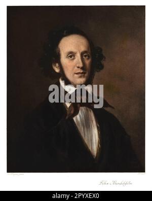 Felix Mendelssohn-Bartholdy (1809-1847), deutscher Komponist. Gemälde von Eduard Magnus. Foto: Heliogravure, Corpus Imaginum, Hanfstaengl Collection. [Maschinelle Übersetzung] Stockfoto