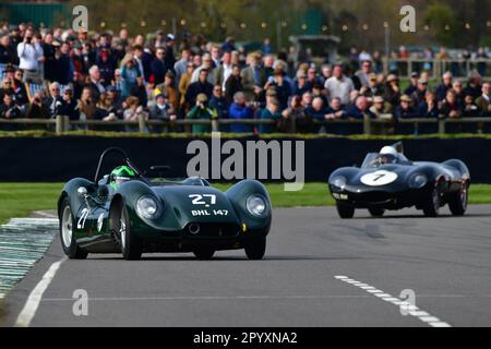 Martin Stretton, Lister-Jaguar Knobbly, Salvadori Cup, ein 20-minütiges Einzelfahrer-Rennen für Sportwagenfahrzeuge, das zwischen 1955 und 1960 Uhr antrat, gut Stockfoto