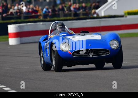 Stephan Rettenmaier, Maserati 300S, Salvadori Cup, ein 20-minütiges Einzelfahrer-Rennen für Sportwagene, das zwischen 1955 und 1960 Uhr in Goodwood wetteiferte Stockfoto