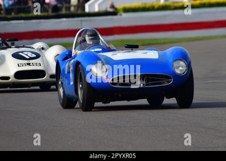 Stephan Rettenmaier, Maserati 300S, Salvadori Cup, ein 20-minütiges Einzelfahrer-Rennen für Sportwagene, das zwischen 1955 und 1960 Uhr in Goodwood wetteiferte Stockfoto