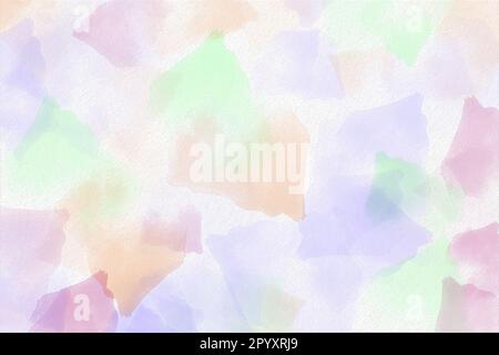 Abstrakter Hintergrund in weichem Pastellfarben mit mehrfarbigen durchscheinenden Formen, ideal für Kunst, Dekoration und Design. Stockfoto