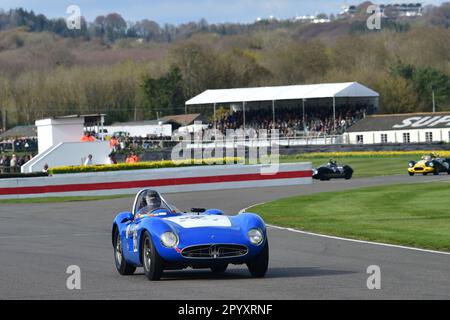 Stephan Rettenmaier, Maserati 300S, Salvadori Cup, ein 20-minütiges Einzelfahrer-Rennen für Sportwagene, das zwischen 1955 und 1960 Uhr in Goodwood wetteiferte Stockfoto