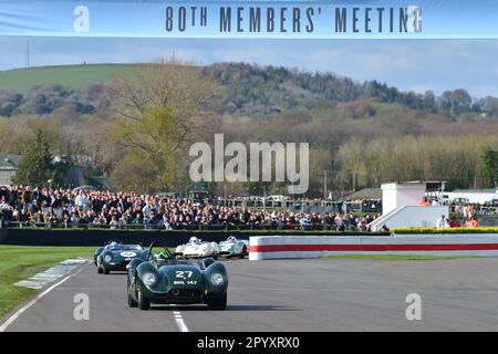 Martin Stretton, Lister-Jaguar Knobbly, Salvadori Cup, ein 20-minütiges Einzelfahrer-Rennen für Sportwagenfahrzeuge, das zwischen 1955 und 1960 Uhr antrat, gut Stockfoto