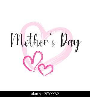 Muttertagskarte mit Herzen und Text auf weißem Hintergrund Stock Vektor