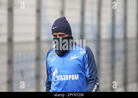 Sankt Petersburg, Russland. 05. Mai 2023. Gustavo Mantuan vom Zenit Football Club während des Trainings im Gazprom Training Centre vor dem Spiel der 26. Runde der russischen Premier League, Zenit St. Petersburg - Spartak Moskau. (Foto: Maksim Konstantinov/SOPA Images/Sipa USA) Guthaben: SIPA USA/Alamy Live News Stockfoto