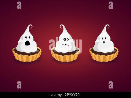 Törtchen, Cupcake mit Geist, Snack für halloween Stock Vektor