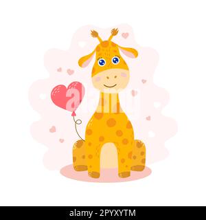 Süße Giraffen-Girl-Figur, Vektorgrafik im flachen Stil Stock Vektor