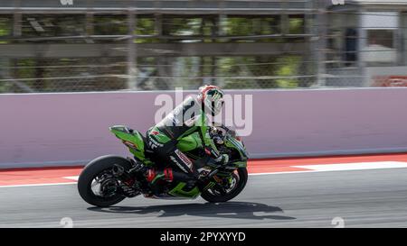 Barcellona, Spanien. 05. Mai 2023. Circuit de Barcelona-Catalunya, Barcellona, Spanien, 05. Mai 2023, Nr. 65 Jonathan Rea GBR Kawasaki ZX-10RR Kawsasaki Racing Team WorldSBK während der Prosecco DOC Catalunya Round FIM Superbike World Championship 2023 - Freie Übungen und Qualifikationen - World Superbike - SBK Credit: Live Media Publishing Group/Alamy Live News Stockfoto