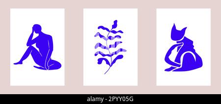 Inspirierte Matisse abstrakte Figuren Vektor. Poster mit floraler Matisse Collage in modernem, minimalistischem Stil. Stock Vektor