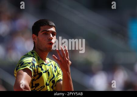 Madrid, Espagne. 05. Mai 2023. Carlos Alcaraz bei den Mutua Madrid Open 2023, Masters 1000 Tennis Turnier am 5. Mai 2023 auf der Caja Magica in Madrid, Spanien - Photo Antoine Couvercelle/DPPI Credit: DPPI Media/Alamy Live News Stockfoto