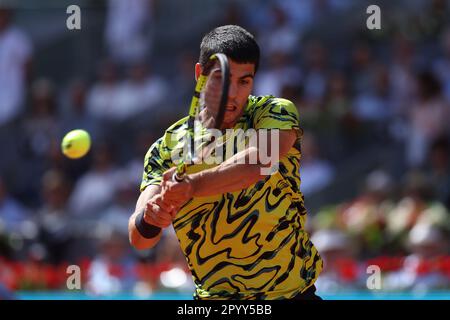 Madrid, Espagne. 05. Mai 2023. Carlos Alcaraz bei den Mutua Madrid Open 2023, Masters 1000 Tennis Turnier am 5. Mai 2023 auf der Caja Magica in Madrid, Spanien - Photo Antoine Couvercelle/DPPI Credit: DPPI Media/Alamy Live News Stockfoto