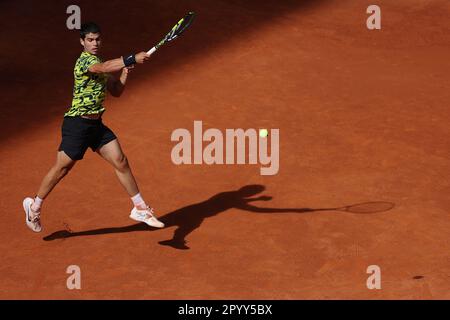 Madrid, Espagne. 05. Mai 2023. Carlos Alcaraz bei den Mutua Madrid Open 2023, Masters 1000 Tennis Turnier am 5. Mai 2023 auf der Caja Magica in Madrid, Spanien - Photo Antoine Couvercelle/DPPI Credit: DPPI Media/Alamy Live News Stockfoto