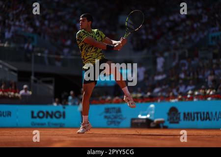 Madrid, Espagne. 05. Mai 2023. Carlos Alcaraz bei den Mutua Madrid Open 2023, Masters 1000 Tennis Turnier am 5. Mai 2023 auf der Caja Magica in Madrid, Spanien - Photo Antoine Couvercelle/DPPI Credit: DPPI Media/Alamy Live News Stockfoto