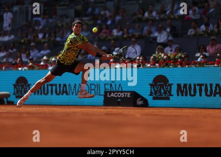 Madrid, Espagne. 05. Mai 2023. Carlos Alcaraz bei den Mutua Madrid Open 2023, Masters 1000 Tennis Turnier am 5. Mai 2023 auf der Caja Magica in Madrid, Spanien - Photo Antoine Couvercelle/DPPI Credit: DPPI Media/Alamy Live News Stockfoto